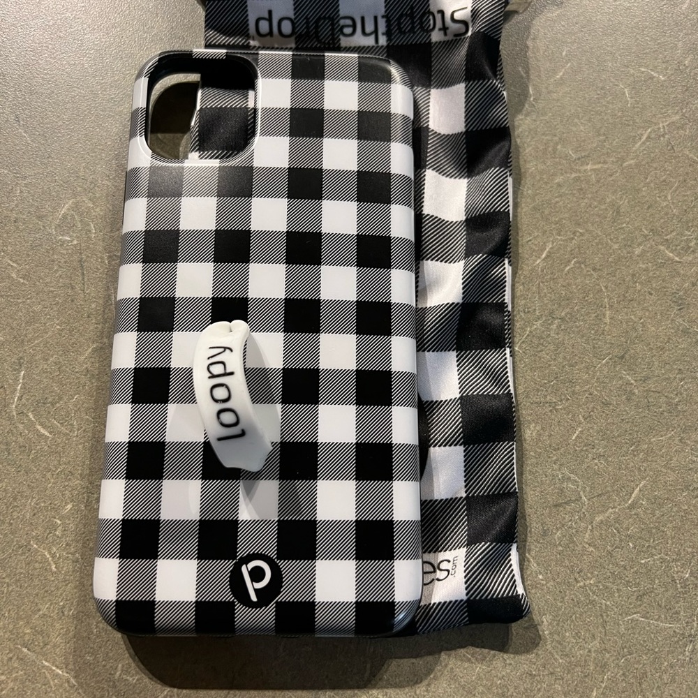 Loopy case for iPhone 11 Pro Max in black and white Buffalo check